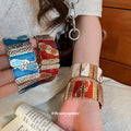 Enamel Abstract Panel Stretch Bracelets Hammered Metal 4 Colors view 1