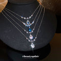 Silver Tone Crystal Floral Teardrop Pendant Necklace view 1