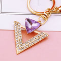 Jeweled Letter V Keychains in White Pink Blue and Purple view 3