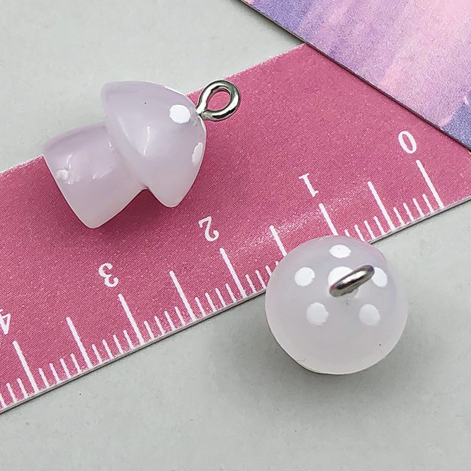 Resin Glow-in-the-Dark Colorful Mushroom Charm Pendant for Keychain DIY Jewelry