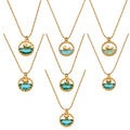 Ocean Scene Round Pendant Necklace in Seven Gold Tone Designs view 5