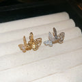 Pair of Metal Tone Silver Tone Crystal Butterfly Ear Cuff view 2
