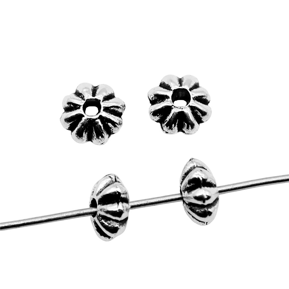 6mm 0.4g Antique Silver Zinc Alloy Round Disc Small Hole Spacer Beads for Bracelet Making