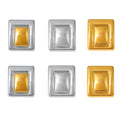 Gold Steel Two-Tone Square Recessed Stud Earrings Metal view 5