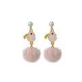 Rabbit Hook Pom Pom and Stud Earrings in Three Styles view 5