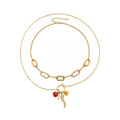 Pavé Link Chain And Chili Charm Pendant Necklace Set Styles view 5