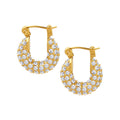 Gold Multicolor And Clear Pave Zircon U Hoop Earrings view 5