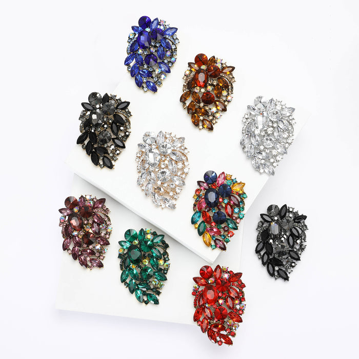 Medium Crystal Grape Cluster Brooch in Ten Colorways