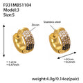 Gold Domed Colorblock Zircon Huggie Earrings Sizes view 8