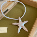 Pearlized Starfish Cord Necklaces Stud Earrings Four Colors view 7