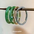 Green Marbled Bangles With Gold And Silver Smooth Bangles view 2