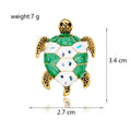 Green Gold Tone Sea Turtle Enamel Metal Brooch Pin view 2
