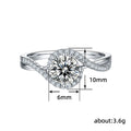 Silver Tone Twisted Halo Solitaire Ring with Polished Metal Finish view 5