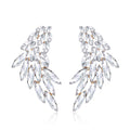 Gold Tone Silver Tone Champagne Long Marquise Wing Crystal Four Designs Metal Dangle view 6