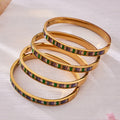 Colorful Baguette Zircon Clasp Bangle Gold Or Steel view 2