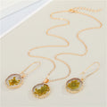 Gold Tone Pressed Flower Necklace and Long Hook Earring Options view 4