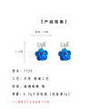 White Bow Blue Glass Flower Drop Earrings Red Centers view 3