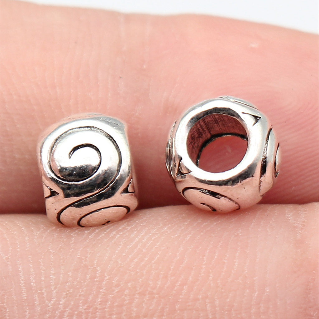 8.8x8.8x7mm 1.5g Multicolor Zinc Alloy Swirl Round Large Hole Beads for Bracelet Necklace DIY Jewelry Making
