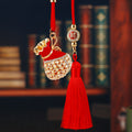 Jeweled Treasure Bag Car Hangers in Five Color Treatments with Red Tassels view 3