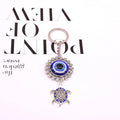 Silver Tone Turtle and Hamsa Blue Evil Eye Split Ring Keychains view 4
