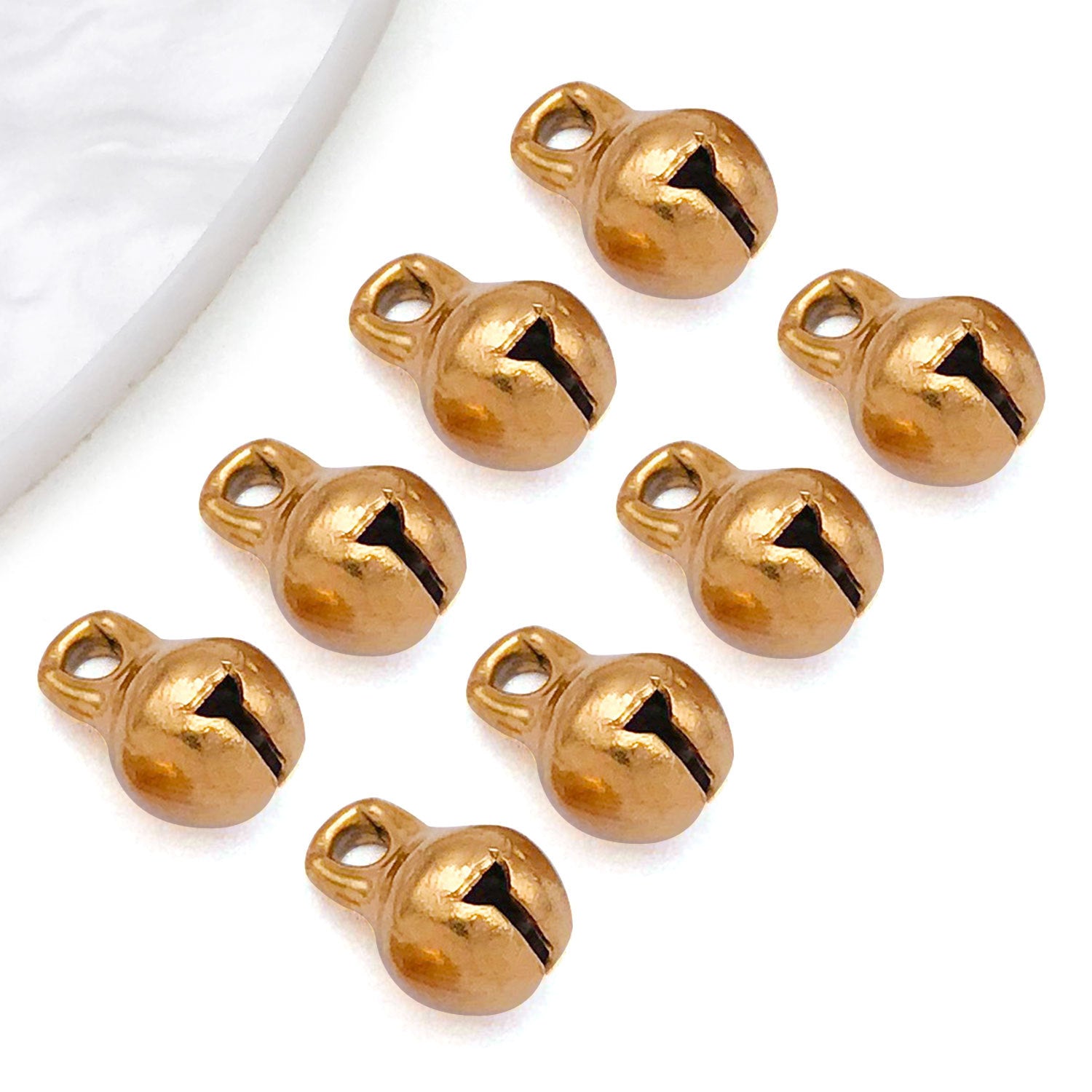 Stainless Steel Vacuum Gold Plated Open Round Bell Charm Pendant for Pet Collars Jewelry