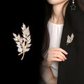 Yellow Wheat Crystal Pearl Look Two Designs Metal Brooch Pin view 4