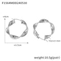 Twisted Mesh Texture Hoop Earrings Gold Or Steel Finish view 7