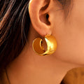 Large Polished C-Shape Chunky Hoop Earrings Metal Pair view 4