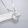 Silver Round Moonstone Antler Motif Pendant Necklace Metal view 1