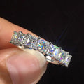 Square Clear Stone Half-Eternity Band Ring In Polished Silver Tone view 2