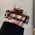 Large Open Rectangle Hair Claws In Gray Tortoiseshell Or Brown Leopard Pattern view 7
