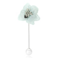 Mesh Flower Stick Pin Brooch Pearl Tip Pink Blue Red view 1