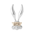 Long Ear Rabbit Brooch with Crystal Glasses in Two Metal Tones view 5