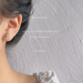 Gold Tone Curved Branch And Three White Pearl Mini Stud Earrings view 2