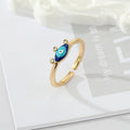 Gold Tone Blue Evil Eye Adjustable Cuff Rings in Six Designs view 5