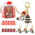 Gold Christmas Tree Stocking Enamel Lobster Clasp Keychain view 1