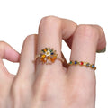 Gold Multicolor Baguette Firework Flower Open Ring view 5
