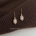 Gold Marquise Clear Crystal Cluster Drop Hook Earrings view 3