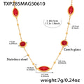 Gold Stainless Steel Czech Glass Marquise Station Necklace view 8