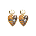 Yellow Mosaic Heart Stud Earrings Decorative Jewelry Design view 5