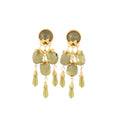 Olive Green Bead Gold Tone Long Chandelier Earrings view 5