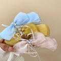 Sheer Fabric Bow Banana Hair Clips Crystal Center Three Colors view 4
