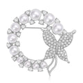 Pearl Crystal Wreath Butterfly Brooch Gold and Silver view 2