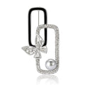 Interlocking Rectangle Brooch with Crystals and Pearl Drop view 5