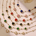 Gold Heart Glass Stone Necklace Bracelet Earring Sets view 2