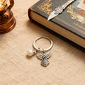 Silver Angel Pearl Rhinestone Cap Split Ring Keychain view 3