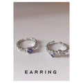 Silver Tone Purple Round Stone Ornate Leaf Open Rings In Two Styles view 1