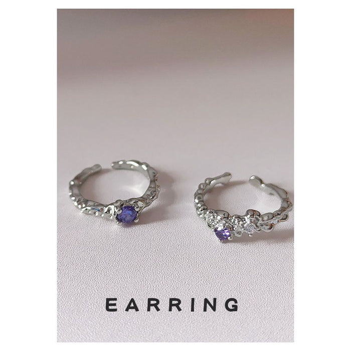 Silver Tone Purple Round Stone Ornate Leaf Open Rings In Two Styles