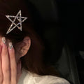 Silver Tone Open Star Hair Clip With Double Crystal Outlines view 6