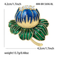 Green Leaf Lotus Brooch with Blue or Purple Enamel Bloom view 7